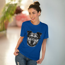 Load the image into the Gallery viewer, Sophisticated Dog with Glasses T-Shirt | Unisex Black &amp; White Cotton Tee
