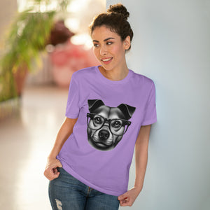 Sophisticated Dog with Glasses T-Shirt | Unisex Black & White Cotton Tee
