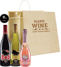 Load the image into the Gallery viewer, 3 Bottles Hello Kitty Wine &amp; Personalise your own Wine Box
