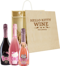 Load the image into the Gallery viewer, 3 Bottles Hello Kitty Sparkling Wine & Personalise your own Wine Box