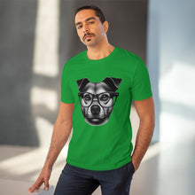 Load the image into the Gallery viewer, Sophisticated Dog with Glasses T-Shirt | Unisex Black &amp; White Cotton Tee
