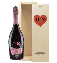 Load the image into the Gallery viewer, 1 Bottle Hello Kitty Wine of your choice &amp; Personalise your own HEART Wine Box
