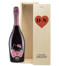 Load the image into the Gallery viewer, 1 Bottle Hello Kitty Wine of your choice & Personalise your own HEART Wine Box