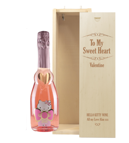 1 Bottle Hello Kitty Sweet Pink & Personalise your own Wine Box