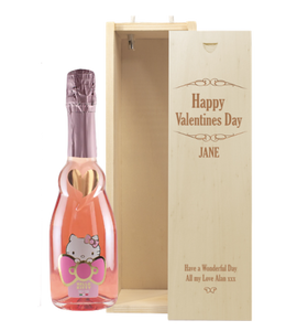 1 Bottle Hello Kitty Sweet Pink & Personalise your own Wine Box Valentines Day