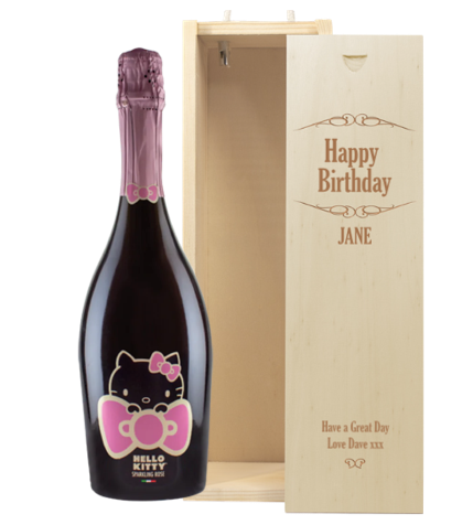 1 Bottle Hello Kitty Sparkling Rosé & Personalise your own Wine Box
