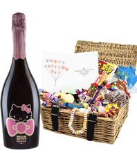 Load the image into the Gallery viewer, Hello Kitty Wine & Personalised Retro Sweet Hamper "Mothers Day"
