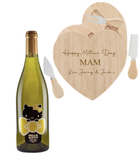 Load the image into the Gallery viewer, Hello Kitty Wine & Personalised Heart Cheese Board Set