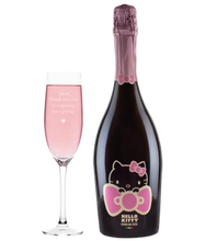 Load the image into the Gallery viewer, Hello Kitty Spumantè &amp; Personalised Heart Flute
