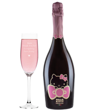 Load the image into the Gallery viewer, Hello Kitty Spumantè & Personalised Heart Flute