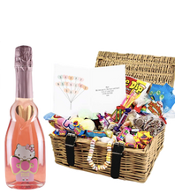 Load the image into the Gallery viewer, Hello Kitty Wine & Personalised Retro Sweet Hamper "Mothers Day"