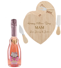 Load the image into the Gallery viewer, Hello Kitty Wine & Personalised Heart Cheese Board Set