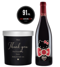 Load the image into the Gallery viewer, Hello Kitty Wine & Personalised scented candle Black base