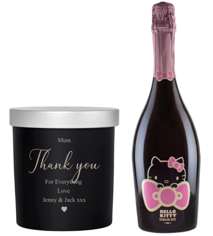 Hello Kitty Wine & Personalised scented candle Black base