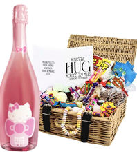 Load the image into the Gallery viewer, Hello Kitty Wine & Personalised Retro Sweet Hamper "HUG"