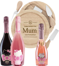 Load the image into the Gallery viewer, Hello Kitty Wine &amp; Personalised Round Cheese Board Set
