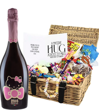 Load the image into the Gallery viewer, Hello Kitty Wine & Personalised Retro Sweet Hamper "HUG"