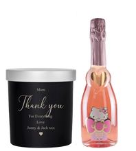 Load the image into the Gallery viewer, Hello Kitty Wine & Personalised scented candle Black base