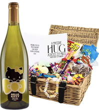 Load the image into the Gallery viewer, Hello Kitty Wine & Personalised Retro Sweet Hamper "HUG"