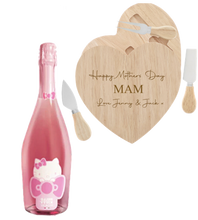 Load the image into the Gallery viewer, Hello Kitty Wine &amp; Personalised Heart Cheese Board Set
