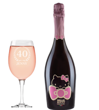 Load the image into the Gallery viewer, Hello Kitty Wine & Personalised Wine Glass Age and Name