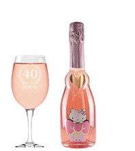 Load the image into the Gallery viewer, Hello Kitty Wine &amp; Personalised Wine Glass Age and Name
