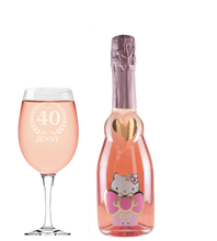 Load the image into the Gallery viewer, Hello Kitty Wine & Personalised Wine Glass Age and Name