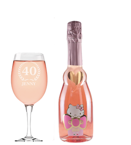 Hello Kitty Wine & Personalised Wine Glass Age and Name