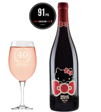 Load the image into the Gallery viewer, Hello Kitty Wine & Personalised Wine Glass Age and Name