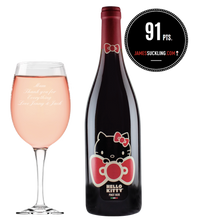 Load the image into the Gallery viewer, Hello Kitty Wine & Personalised Wine Glass