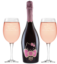 Load the image into the Gallery viewer, Hello Kitty Wine & Personalised Wine Glass