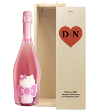 Load the image into the Gallery viewer, 1 Bottle Hello Kitty Wine of your choice & Personalise your own HEART Wine Box