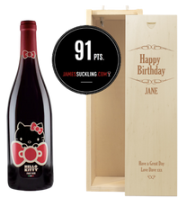 Load the image into the Gallery viewer, 1 Bottle Hello Kitty Pinot Noir 91pts & Personalise your own Wine Box