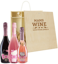 Load the image into the Gallery viewer, 3 Bottles Hello Kitty Sparkling Wine &amp; Personalise your own Wine Box
