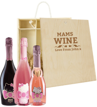 Load the image into the Gallery viewer, 3 Bottles Hello Kitty Sparkling Wine & Personalise your own Wine Box