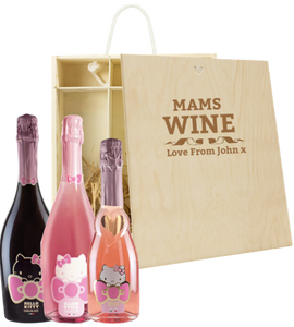 3 Bottles Hello Kitty Sparkling Wine & Personalise your own Wine Box