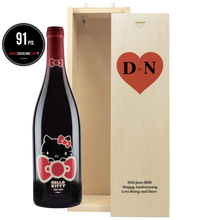Load the image into the Gallery viewer, 1 Bottle Hello Kitty Wine of your choice & Personalise your own HEART Wine Box