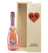 Load the image into the Gallery viewer, 1 Bottle Hello Kitty Wine of your choice & Personalise your own HEART Wine Box