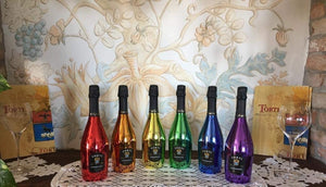 Luxury Silk Lined Wooden Gift Box & Rainbow Collection Sparkling Rose Full set 6 Bottles