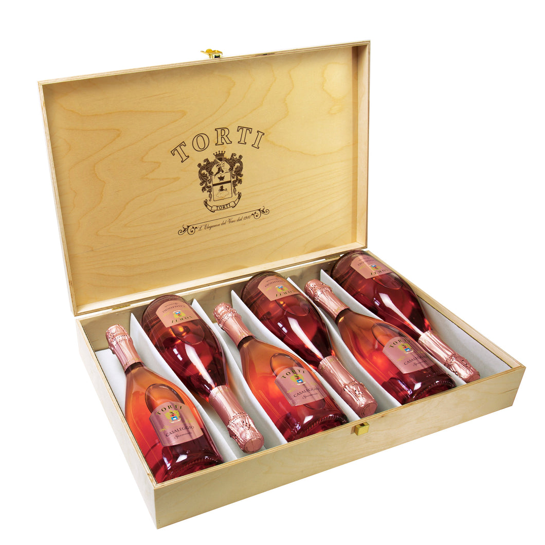 Casaleggio Sparkling Rosè in Torti Branded Wooden Box