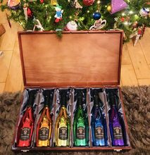 Load the image into the Gallery viewer, Luxury Silk Lined Wooden Gift Box &amp; Rainbow Collection Sparkling Rose Full set 6 Bottles
