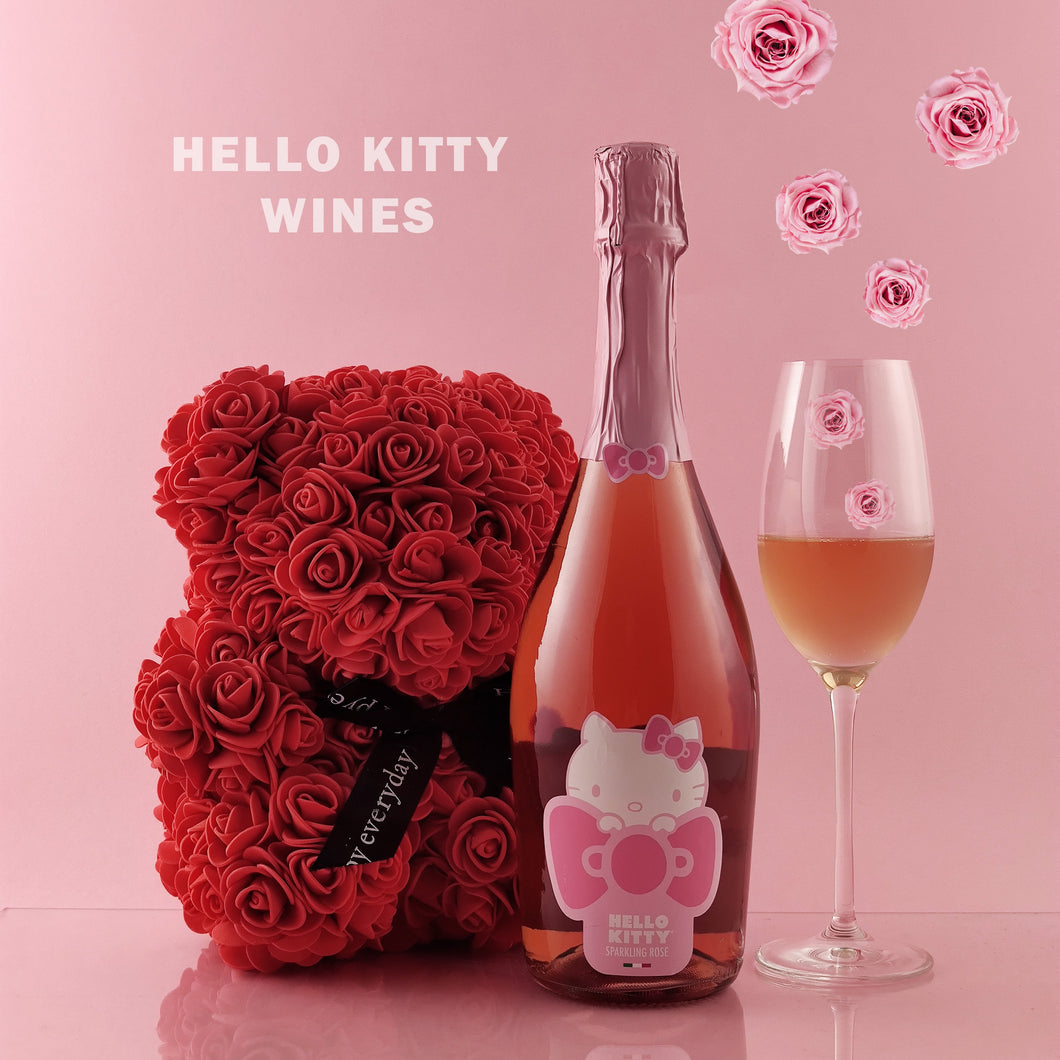 Hello Kitty Rosé Sparkling Wine with Rose Bear
