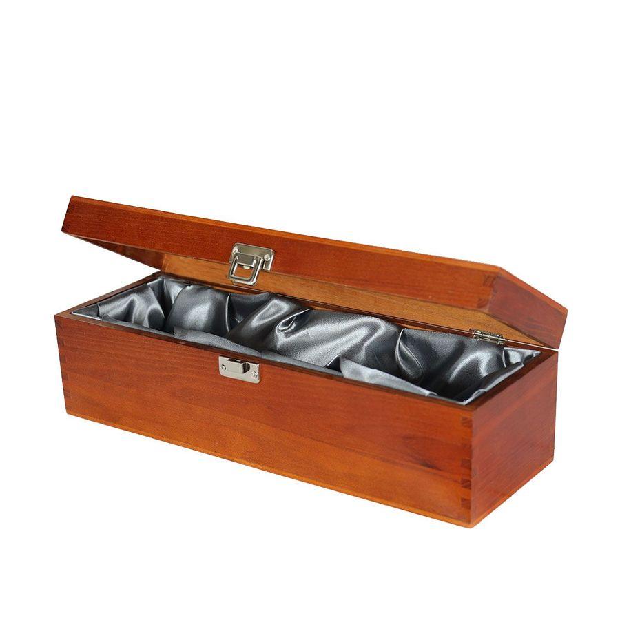 1 Bottle Luxury Wooden Box - Hinged with Silk Lining